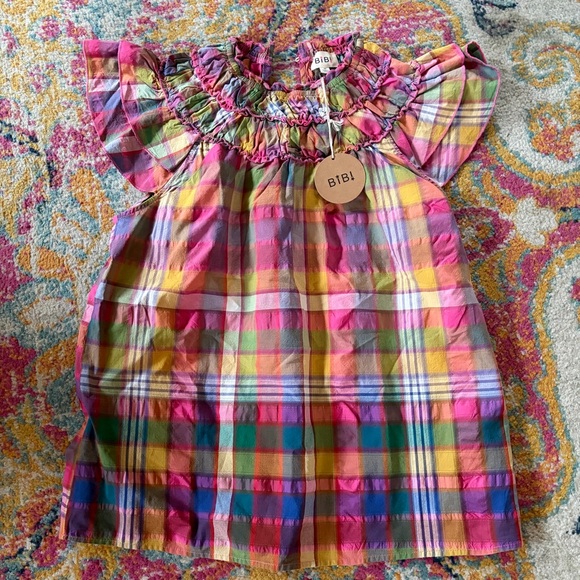 BiBi Tops - NWT BiB! Multicolor Plaid Ruffle Top Size M